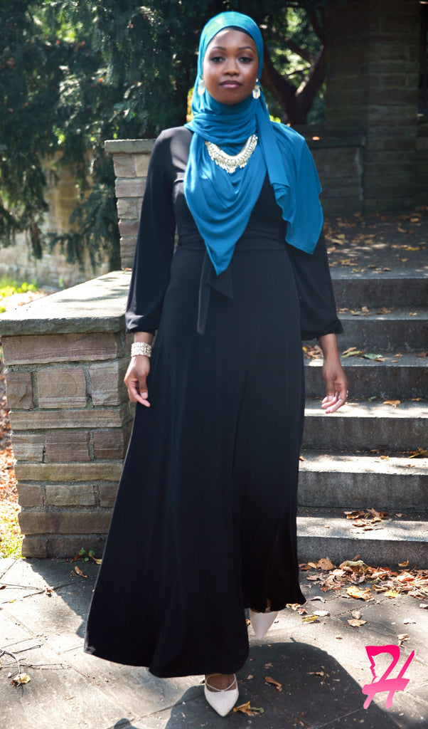 Wrap Long Sleeve Maxi Dress - Black ...